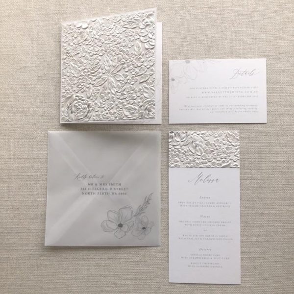 Embossed Floral Wedding Invitation