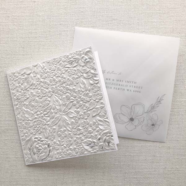 Embossed Floral Wedding Invitation