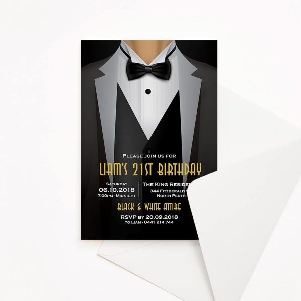 21st Birthday Invitation Suit and Tie