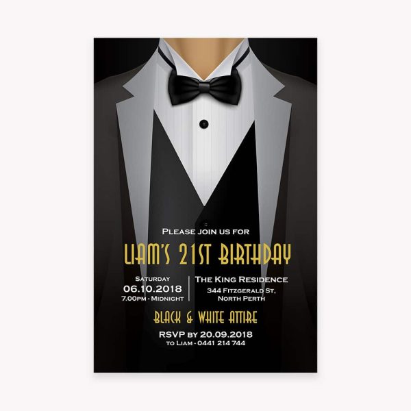 21st Birthday Invitation Suit and Tie