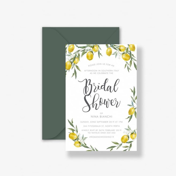 Tuscan Lemon Bridal Shower Invitation