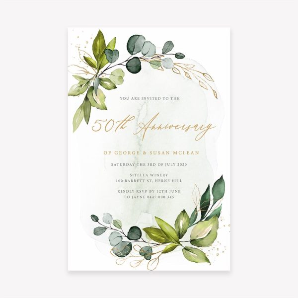Watercolour foliage Anniversary Invitation