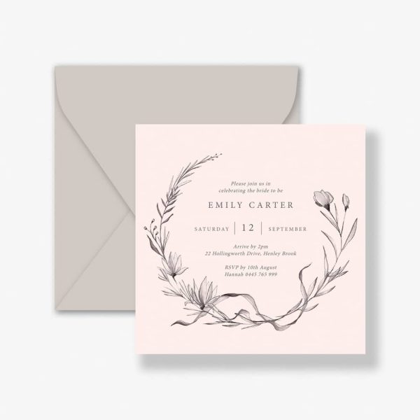 Watercolour Wreath Bridal Shower Invitation