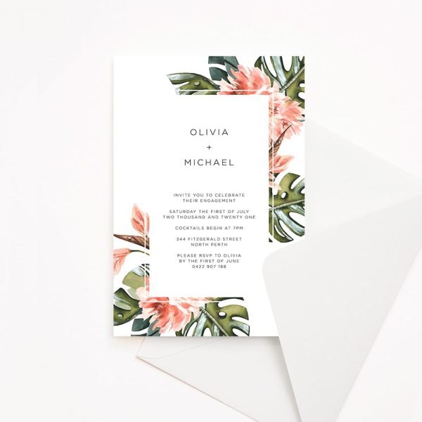 Lush Tropical Engagement Invitation