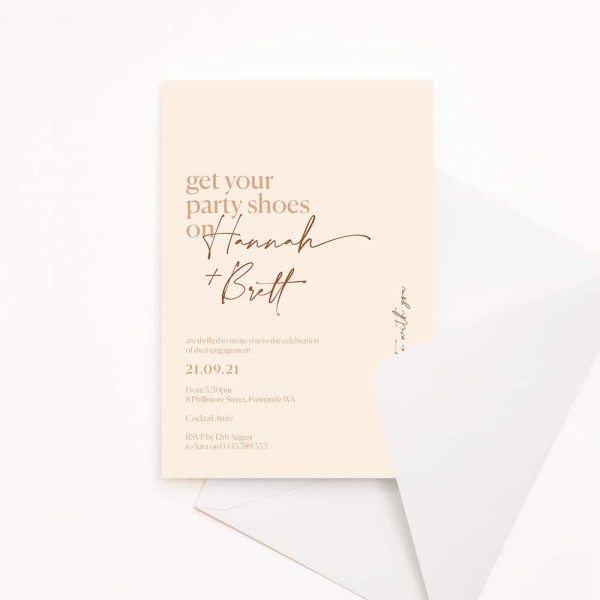 Engagement Invitation with neutral background and modern text