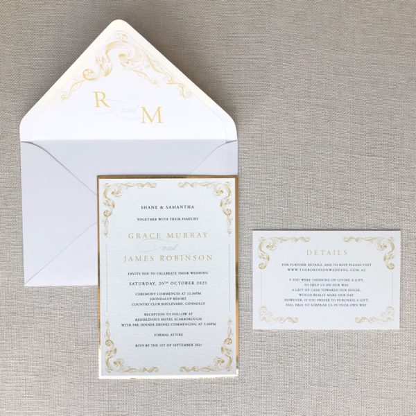 Golden Baroque Wedding Invitation