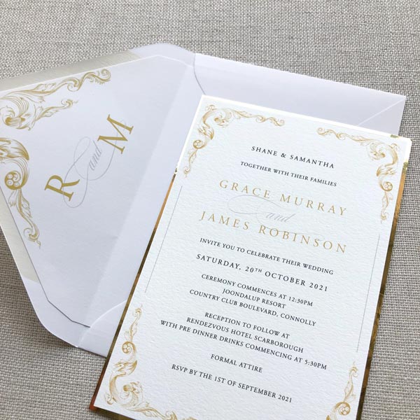 Golden Baroque Wedding Invitation