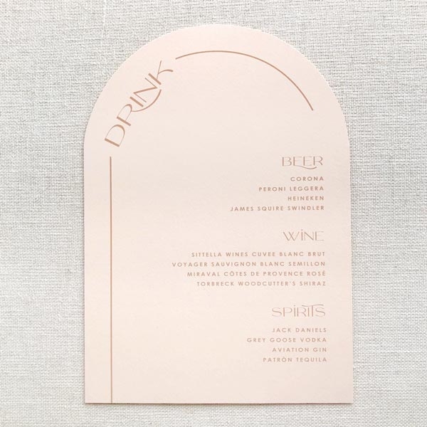 Peachy Modern Arched Bar Menu