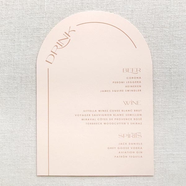 Peachy Modern Arched Bar Menu