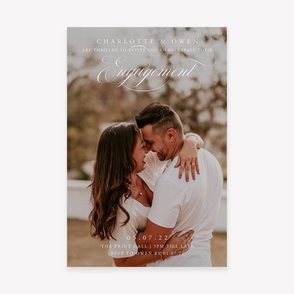 Engagement invitation with photo of a happy couple