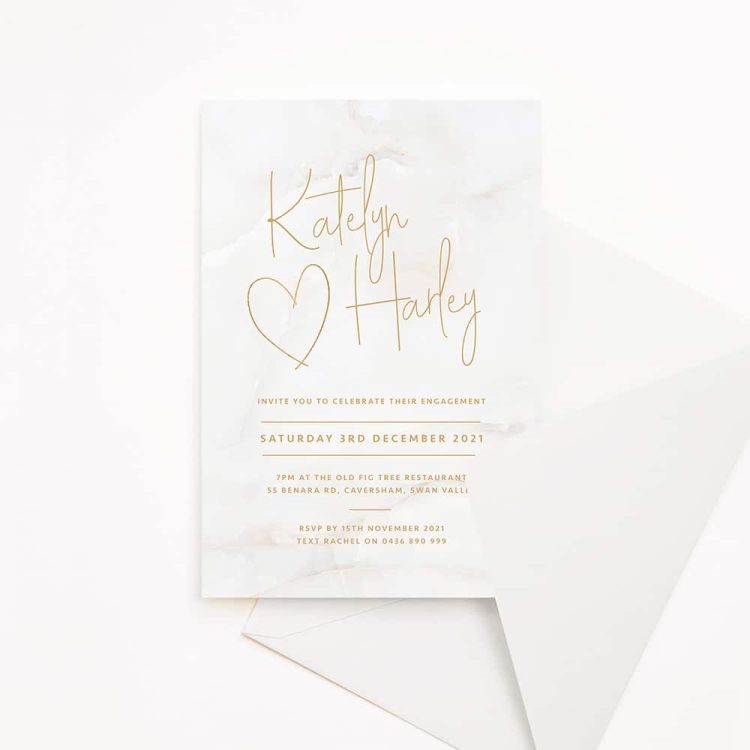 White Marble Engagement Invitation