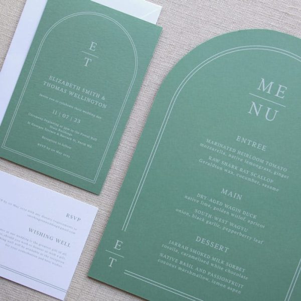 Hazel Green Arch Wedding Invitation - Image 2