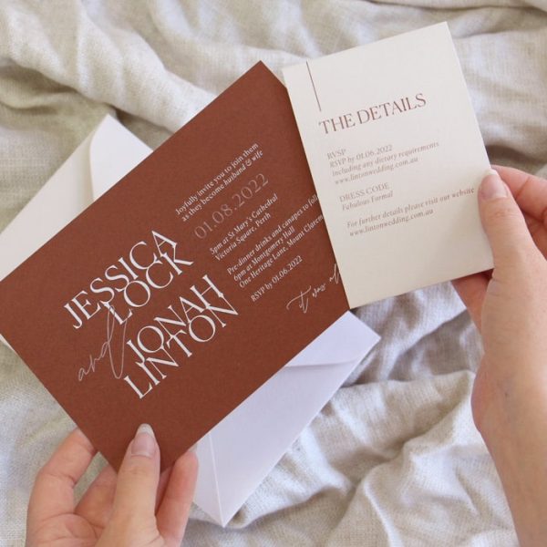 Colour Block Rust Wedding Invitation - Image 2
