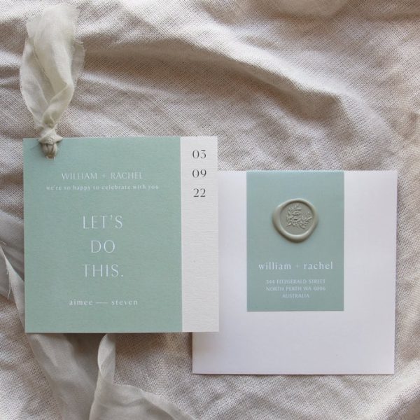 Sage Green Square Wedding Invitation - Image 2
