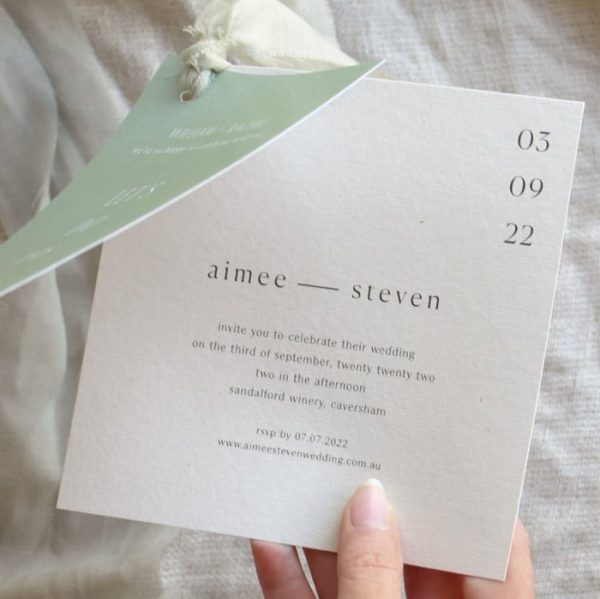 Sage Green Square Wedding Invitation - Image 3
