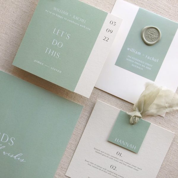 Sage Green Square Wedding Invitation - Image 4
