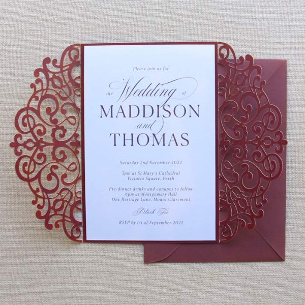 Vintage Burgundy Wedding Invitation - Image 2