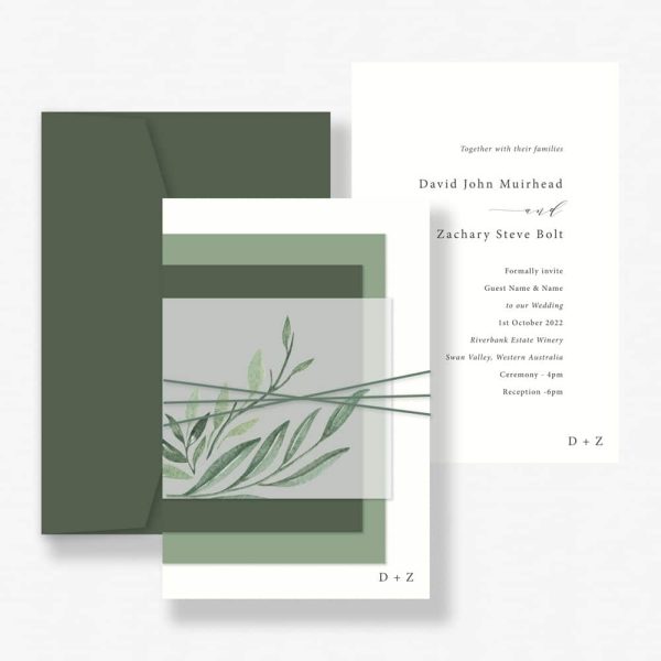 Shades of Sage Wedding Botanical Invitation