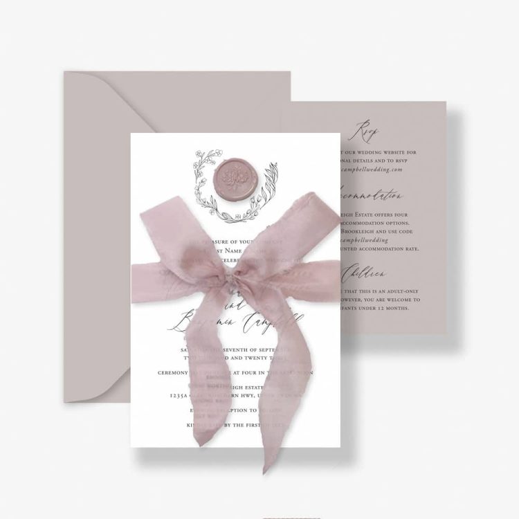 Soft Silk Wreath Wedding Invitation