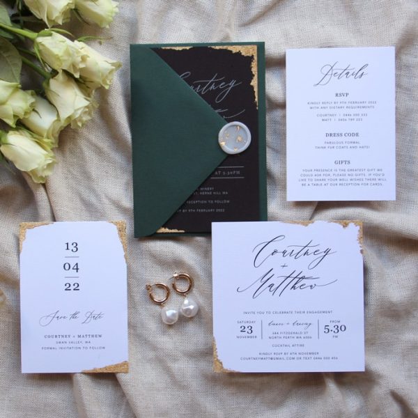 Luxe Emerald Wedding Invitation - Image 2