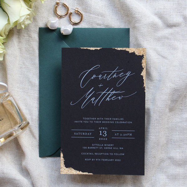 Luxe Emerald Wedding Invitation