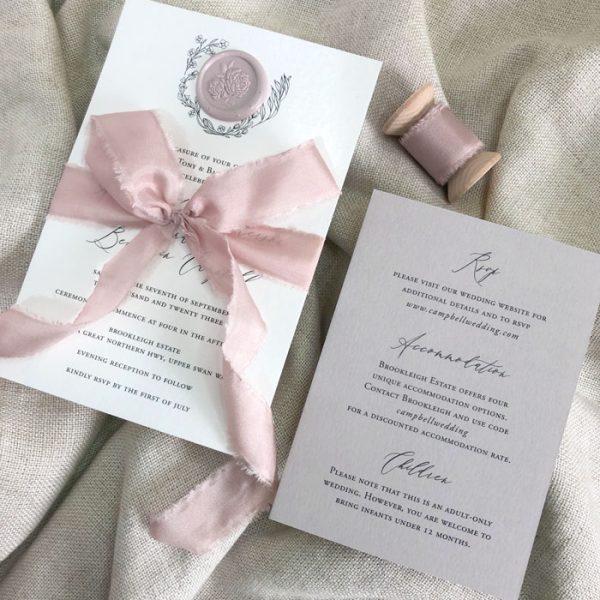 Soft Silk Wreath Wedding Invitation - Image 2