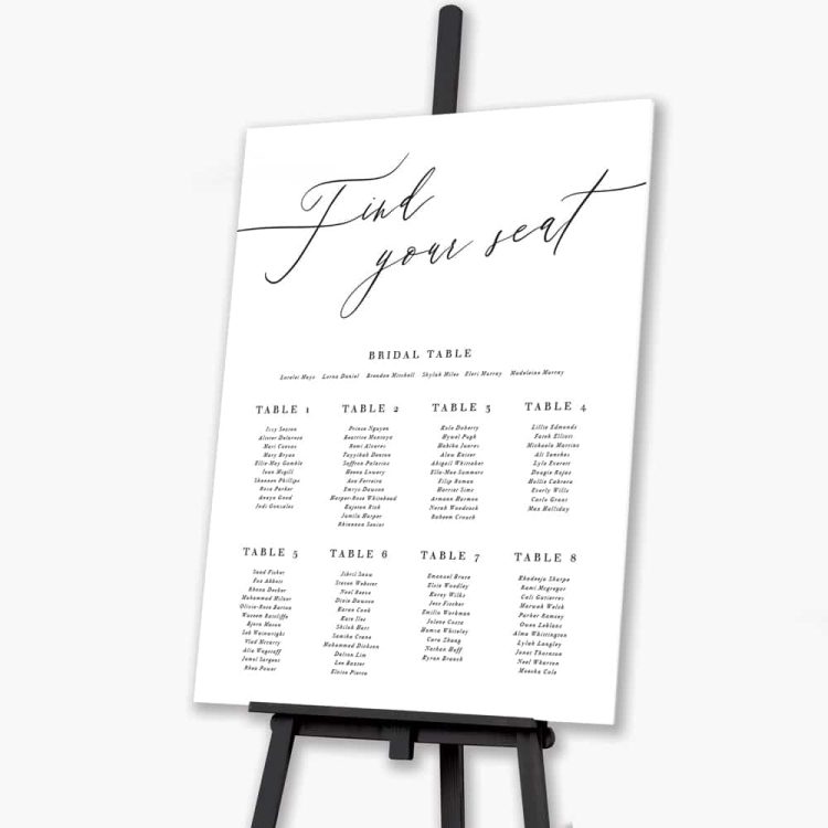 Timeless Script Wedding Seating Plan