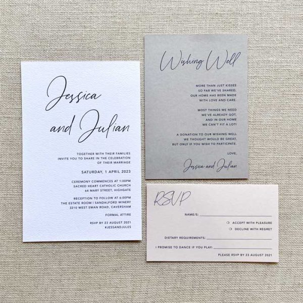 Wrapped In Navy Wedding Invitation Suite