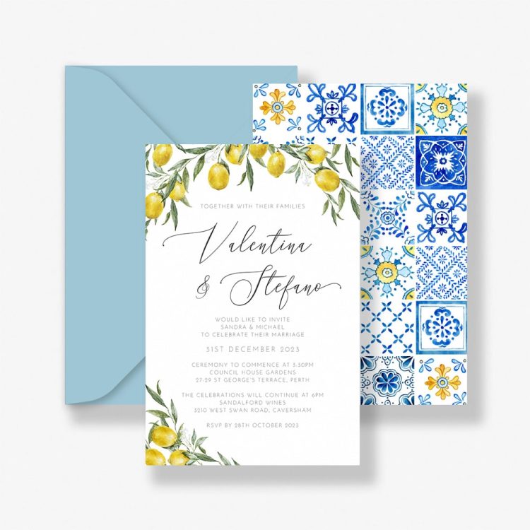 Tiled in Lemon Wedding Invitation