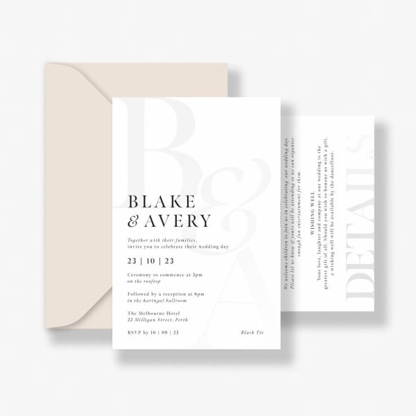 Sleek Monogram Invitation Suite