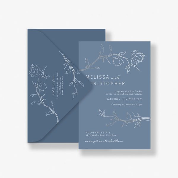 Delicate blue branches with silver foil