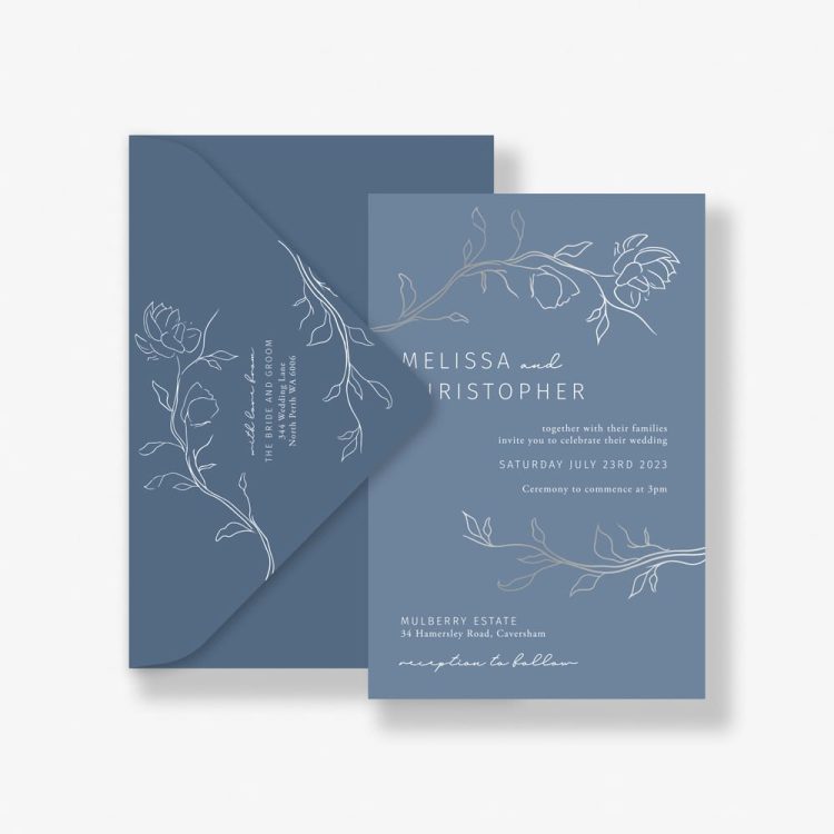 Delicate Blue Branches Wedding Invitation