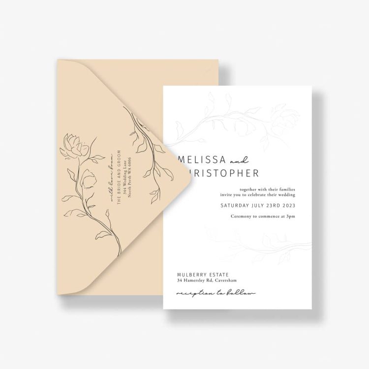 Delicate Peach Branches Wedding Invitation