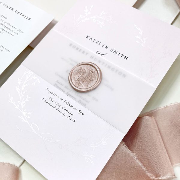 Delicate Wreath Suite with vellum wrap and wax seal