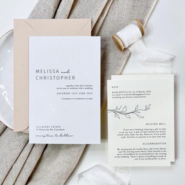Delicate Peach Branches Wedding Invitation - Image 3