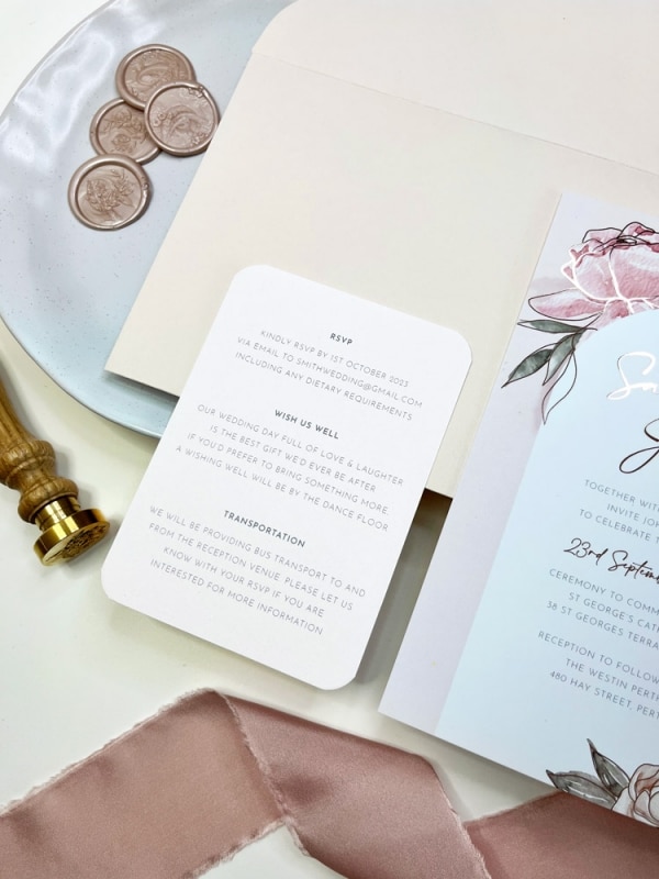 Foiled Floral Wedding Invitation - Image 4