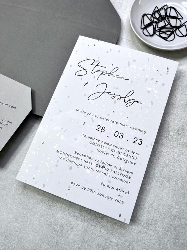 Terrazzo Sparkle Wedding Invitation Suite