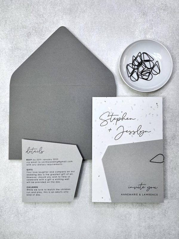 Terrazzo Sparkle Wedding Invitation Suite