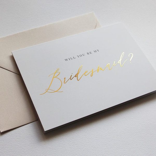 Gold foil bridesmaid proposal card