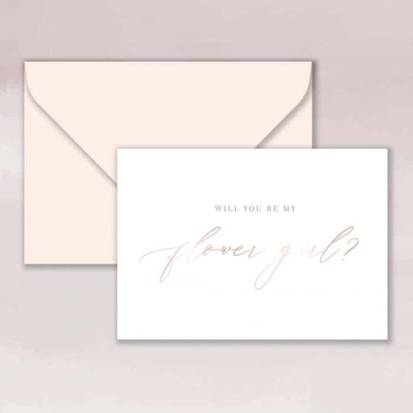 rose gold foil flower girl card