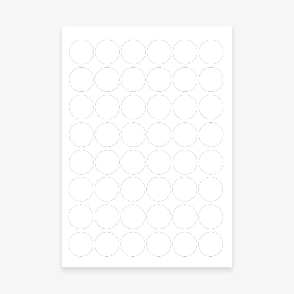 White circle round labels 30mm 48 per sheet