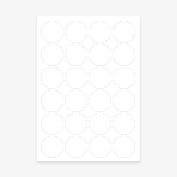 White circle round labels 45mm 24 per sheet