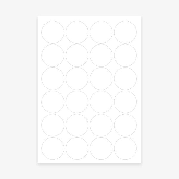 White circle round labels 45mm 24 per sheet