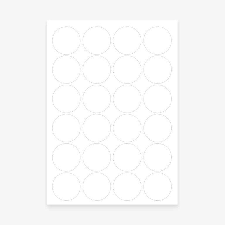 White circle round labels 45mm 24 per sheet