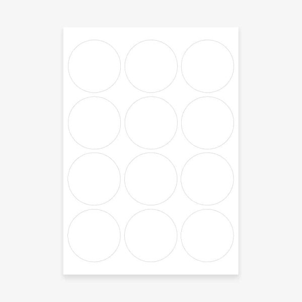 White circle round labels 65mm 12 per sheet