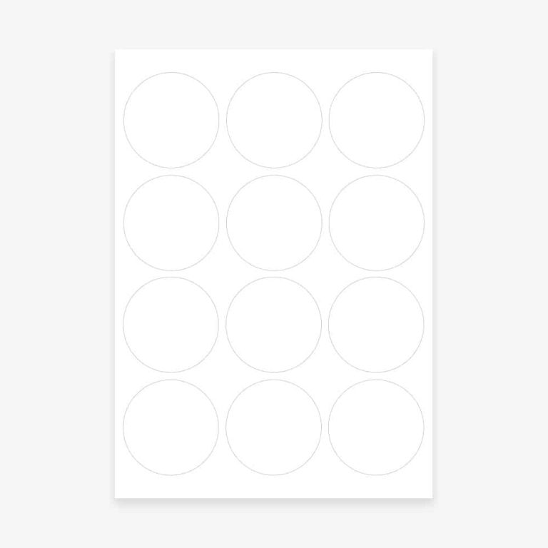 White circle round labels 65mm 12 per sheet