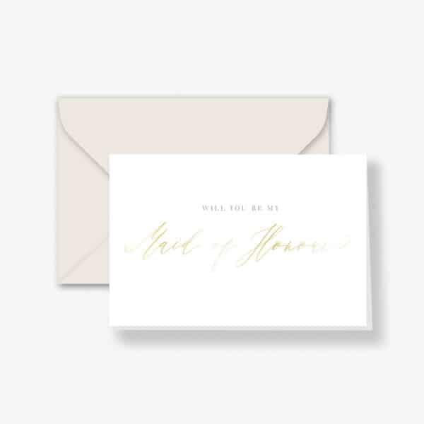 Gold Foil Maid of Honour Proposal Card