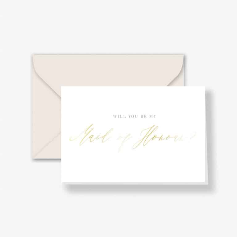 Gold Foil Maid of Honour Proposal Card