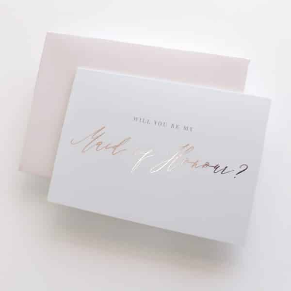 Rose Gold Foil Maid of Honour Proposal Card