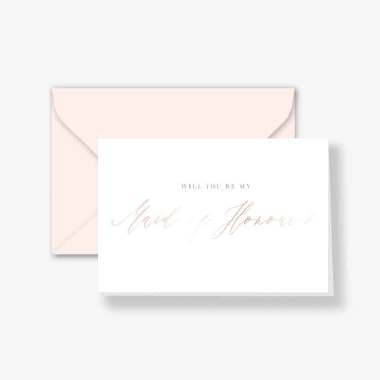 Rose Gold Foil Maid of Honour Proposal Card